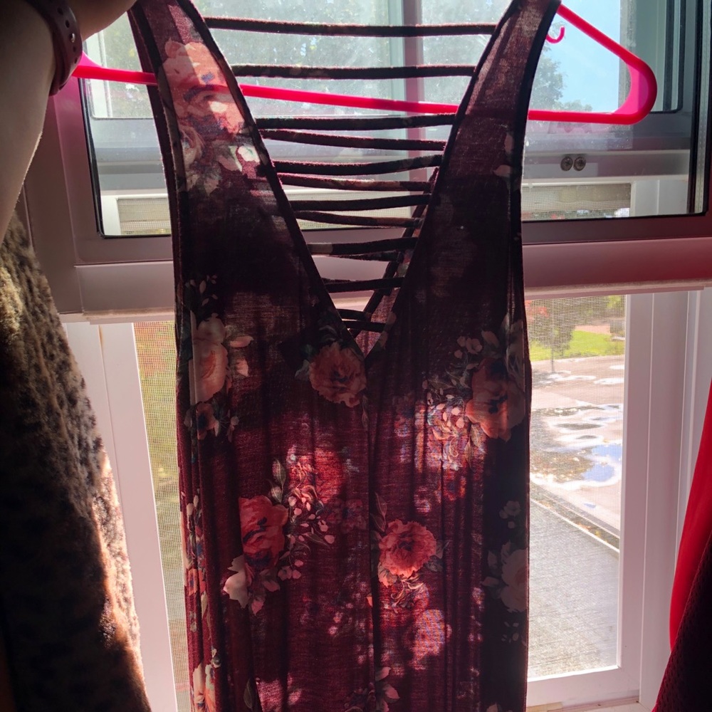 Floral & maroon dress